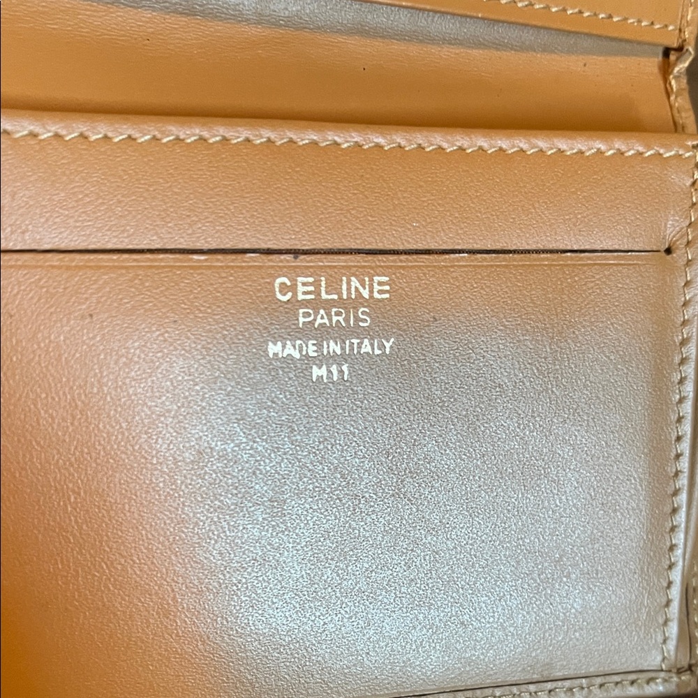 Celine Dark Brown Monogram Card Holder with Tan Trim - Picture 8 of 10